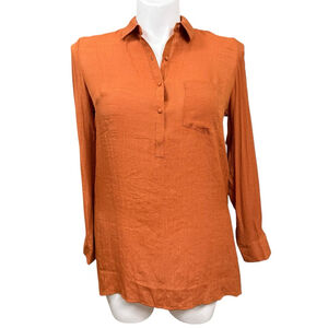 Nanette Lepore Gingerbread Tunic Blouse Medium Rayon Blend Long Sleeve NWT